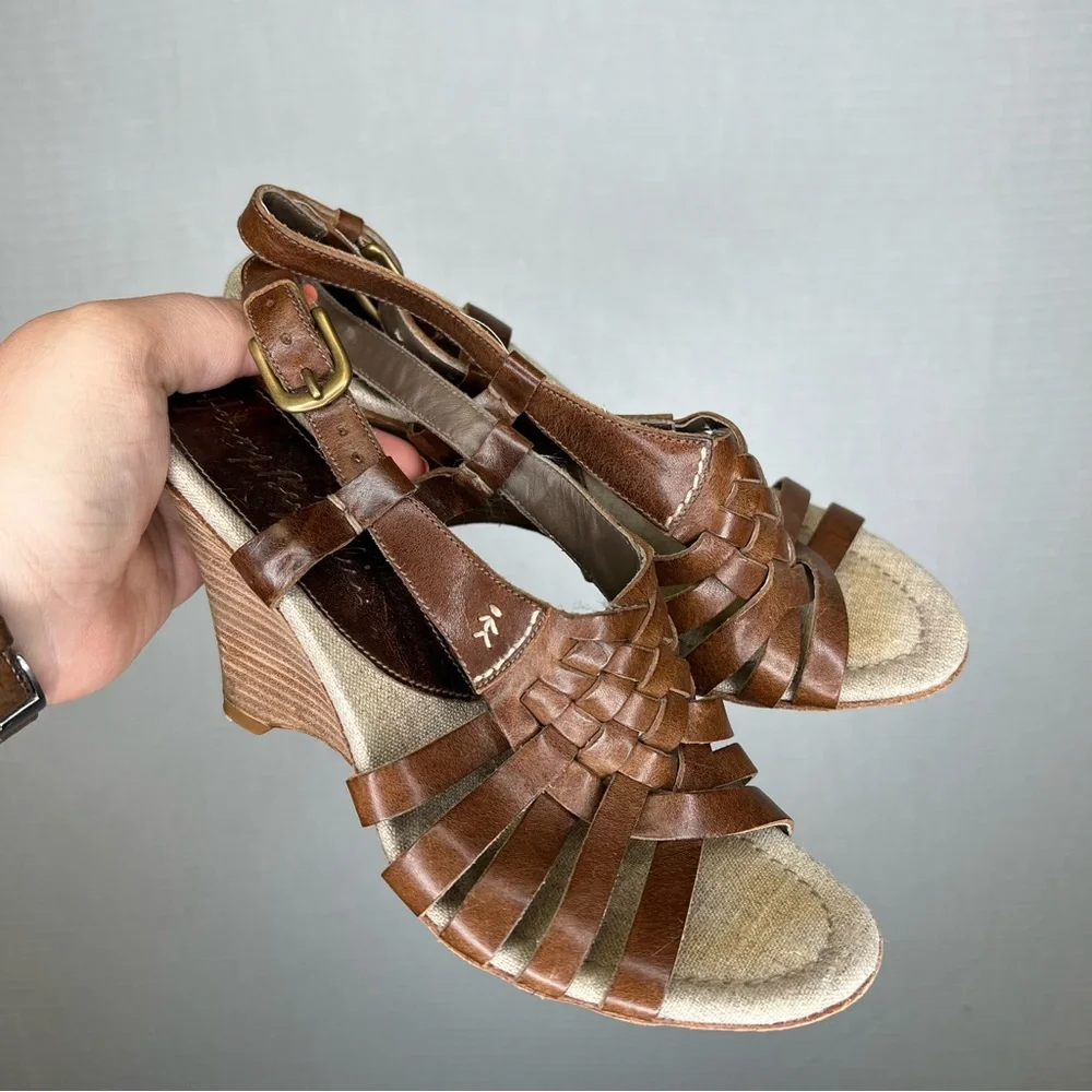 Henry Beguelin | Size 38 or 8 Classic Brown Leather‎ Wedge Shoes Vintage